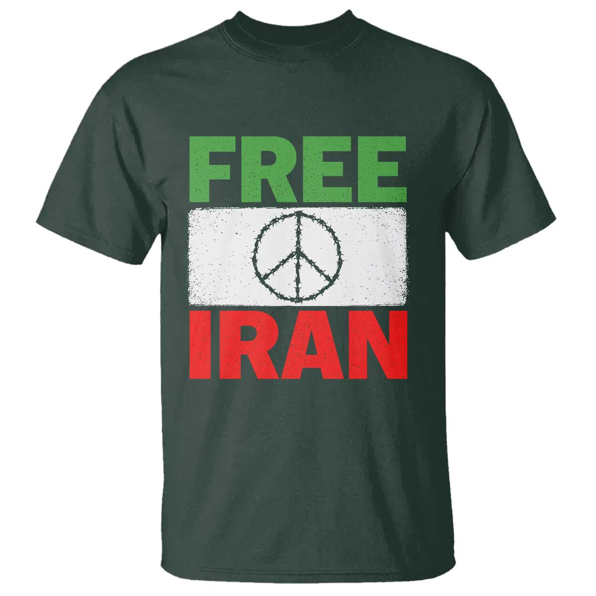 Free Iran T Shirt Stop War Barbed Wire Peace Sign