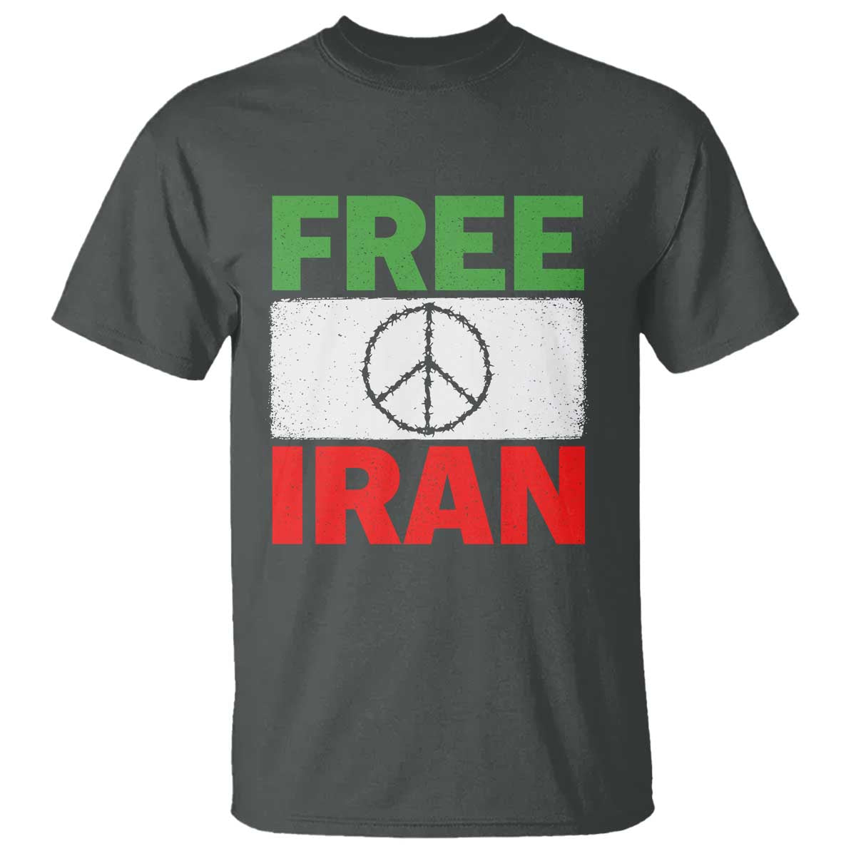 Free Iran T Shirt Stop War Barbed Wire Peace Sign