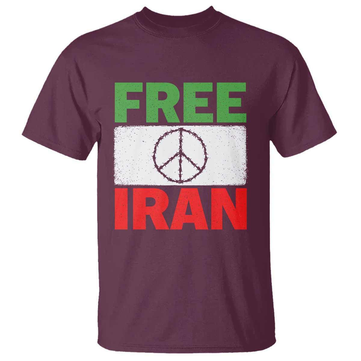 Free Iran T Shirt Stop War Barbed Wire Peace Sign