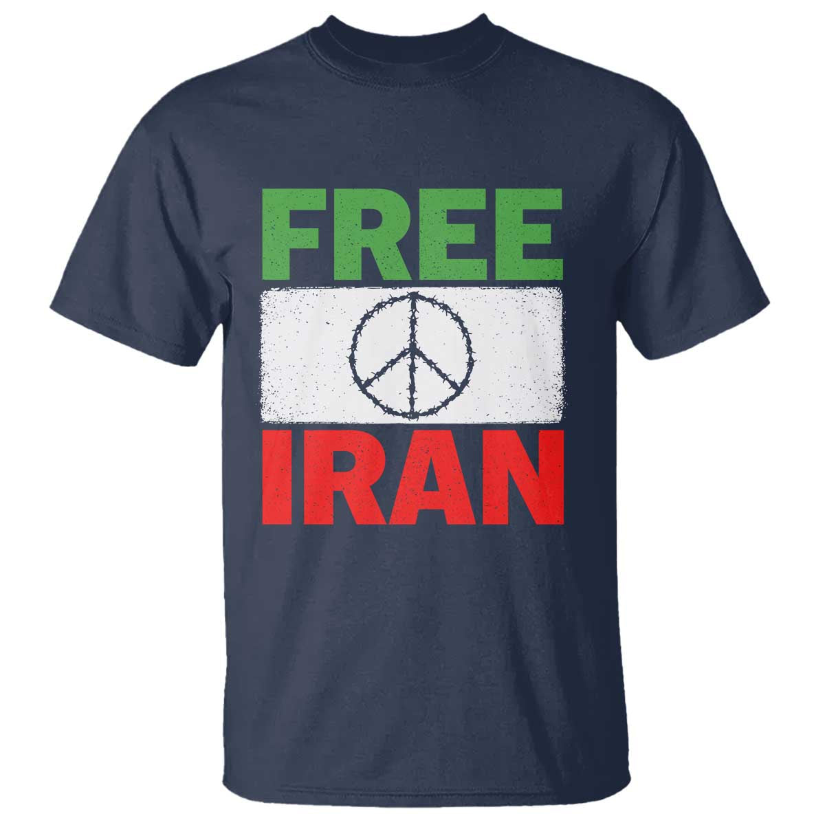 Free Iran T Shirt Stop War Barbed Wire Peace Sign
