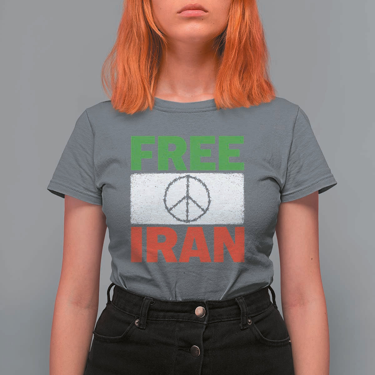Free Iran T Shirt For Women Stop War Barbed Wire Peace Sign