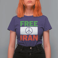 Free Iran T Shirt For Women Stop War Barbed Wire Peace Sign