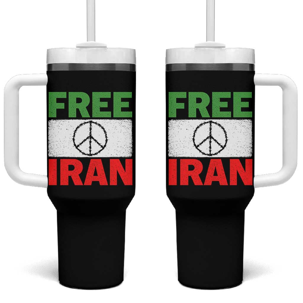 Free Iran Tumbler With Handle Stop War Barbed Wire Peace Sign