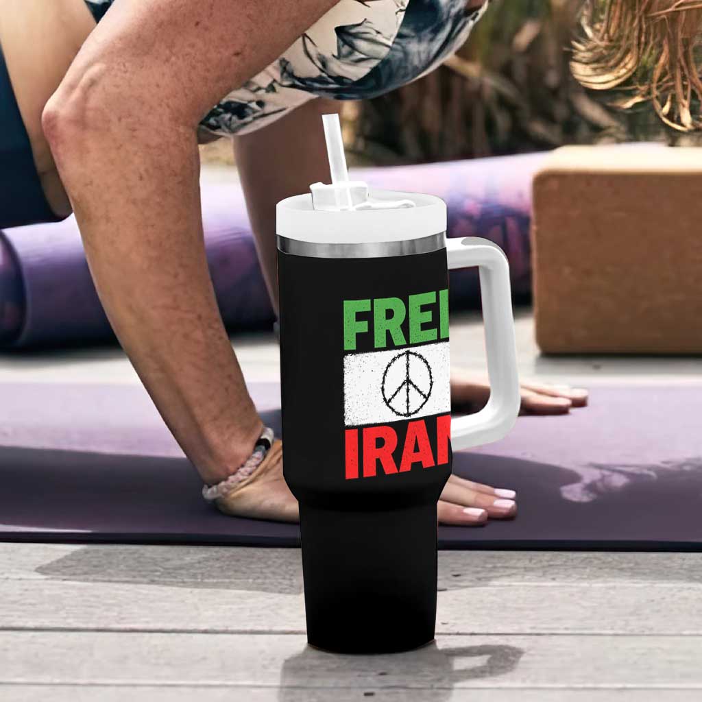 Free Iran Tumbler With Handle Stop War Barbed Wire Peace Sign