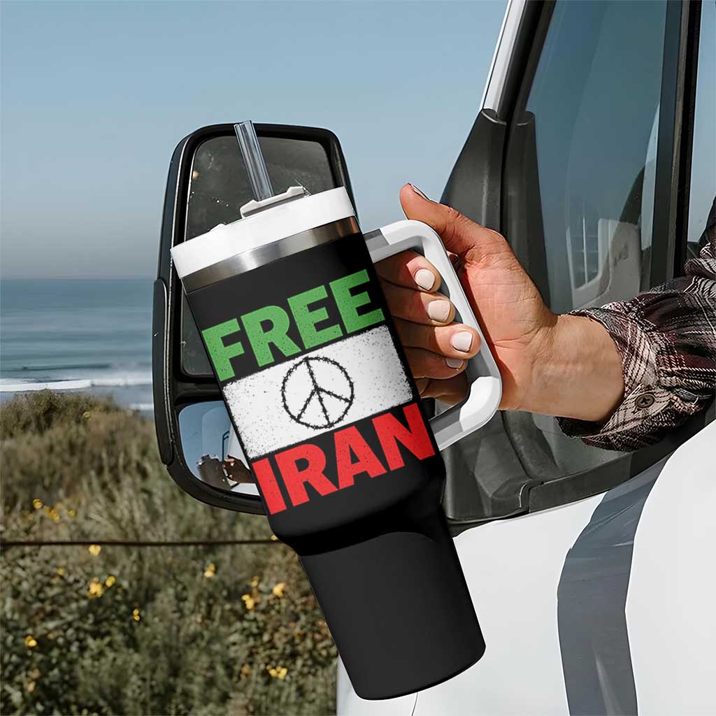 Free Iran Tumbler With Handle Stop War Barbed Wire Peace Sign
