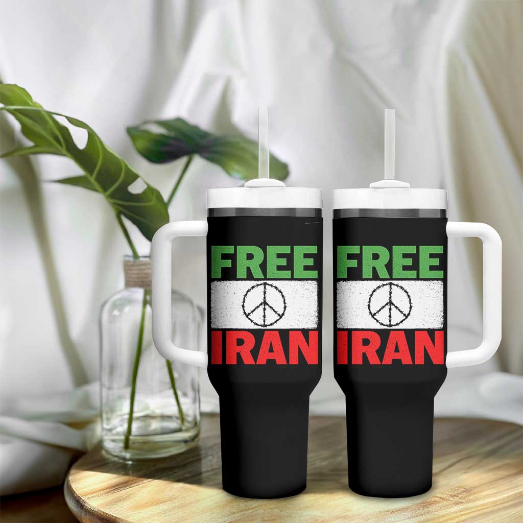 Free Iran Tumbler With Handle Stop War Barbed Wire Peace Sign