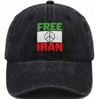 Free Iran Washed Cotton Baseball Cap Stop War Barbed Wire Peace Sign