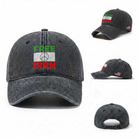 Free Iran Washed Cotton Baseball Cap Stop War Barbed Wire Peace Sign
