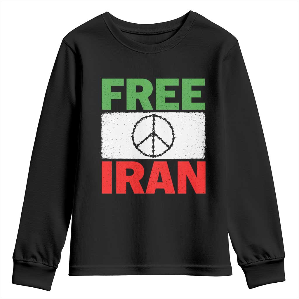 Free Iran Youth Sweatshirt Stop War Barbed Wire Peace Sign