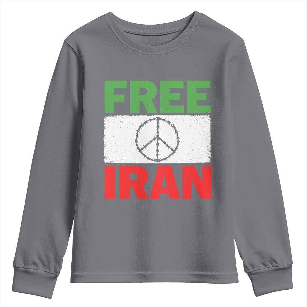 Free Iran Youth Sweatshirt Stop War Barbed Wire Peace Sign