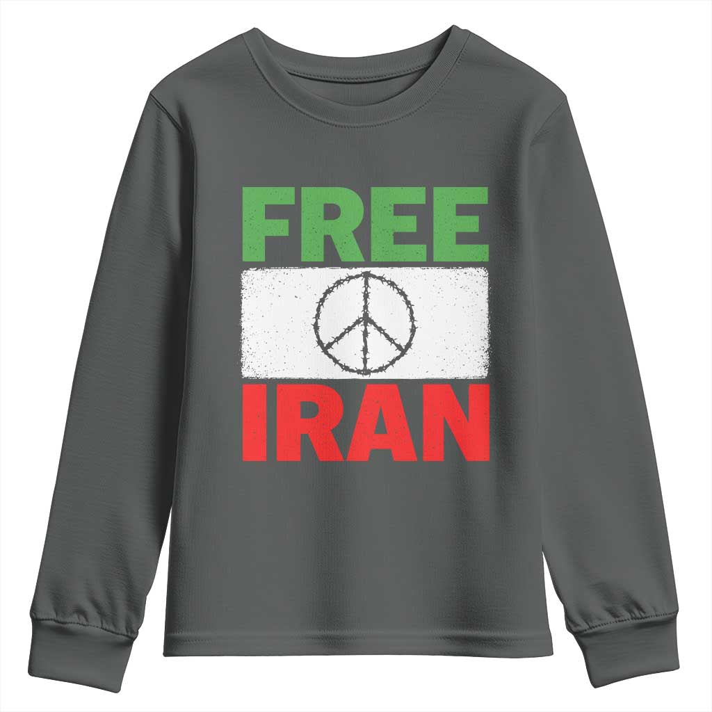 Free Iran Youth Sweatshirt Stop War Barbed Wire Peace Sign