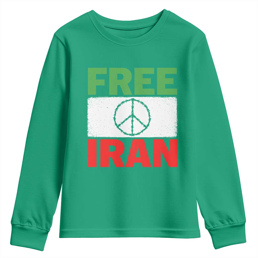 Free Iran Youth Sweatshirt Stop War Barbed Wire Peace Sign