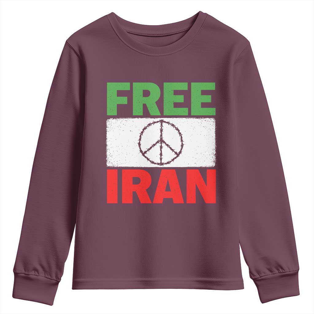 Free Iran Youth Sweatshirt Stop War Barbed Wire Peace Sign