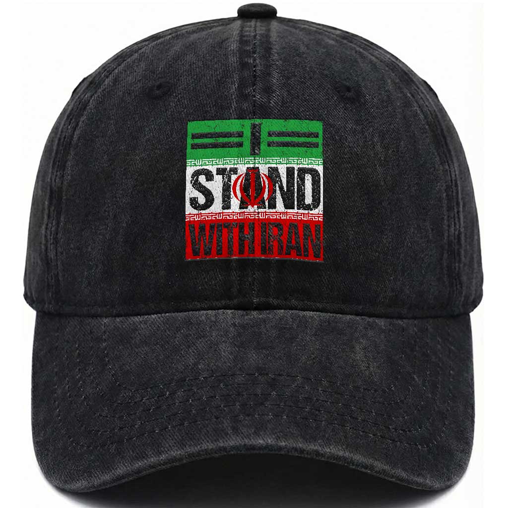 I Stand With Iran Washed Cotton Baseball Cap Iranian People Freedom Protest
