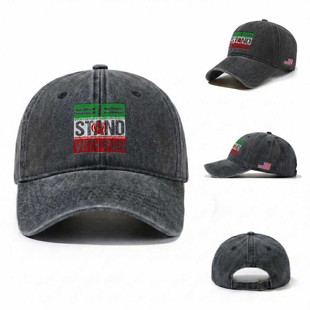 I Stand With Iran Washed Cotton Baseball Cap Iranian People Freedom Protest