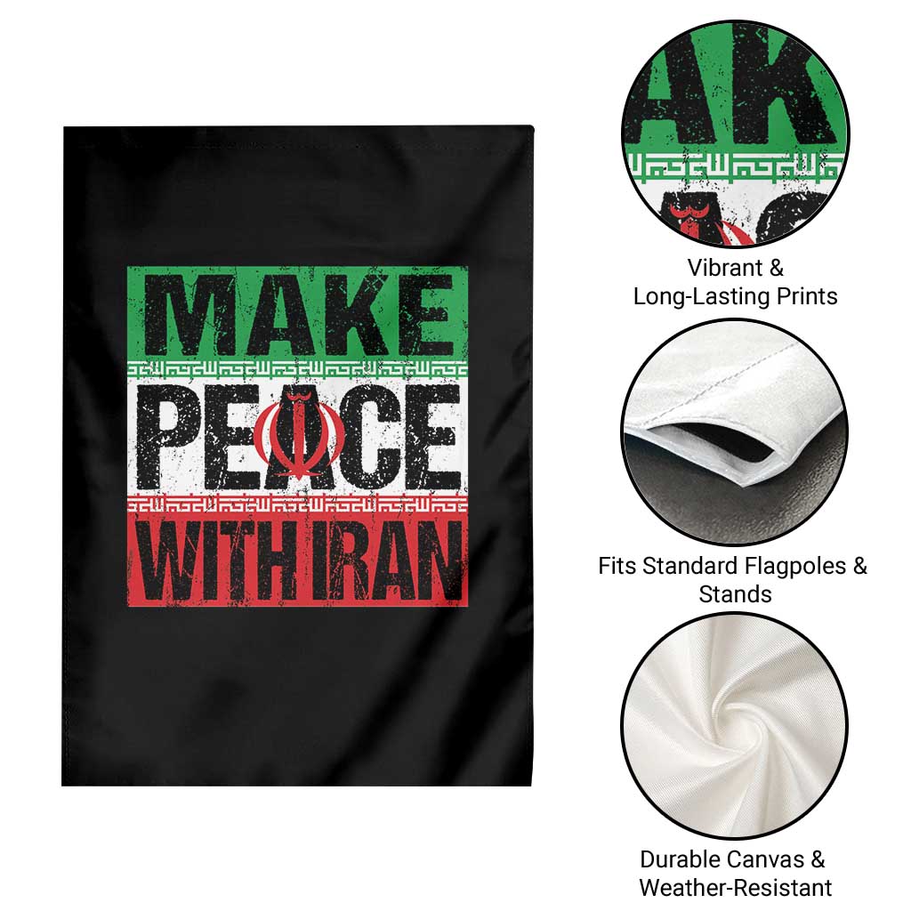 Make Peace With Iran Garden Flag Peace Pacifist Stop War In Middle East