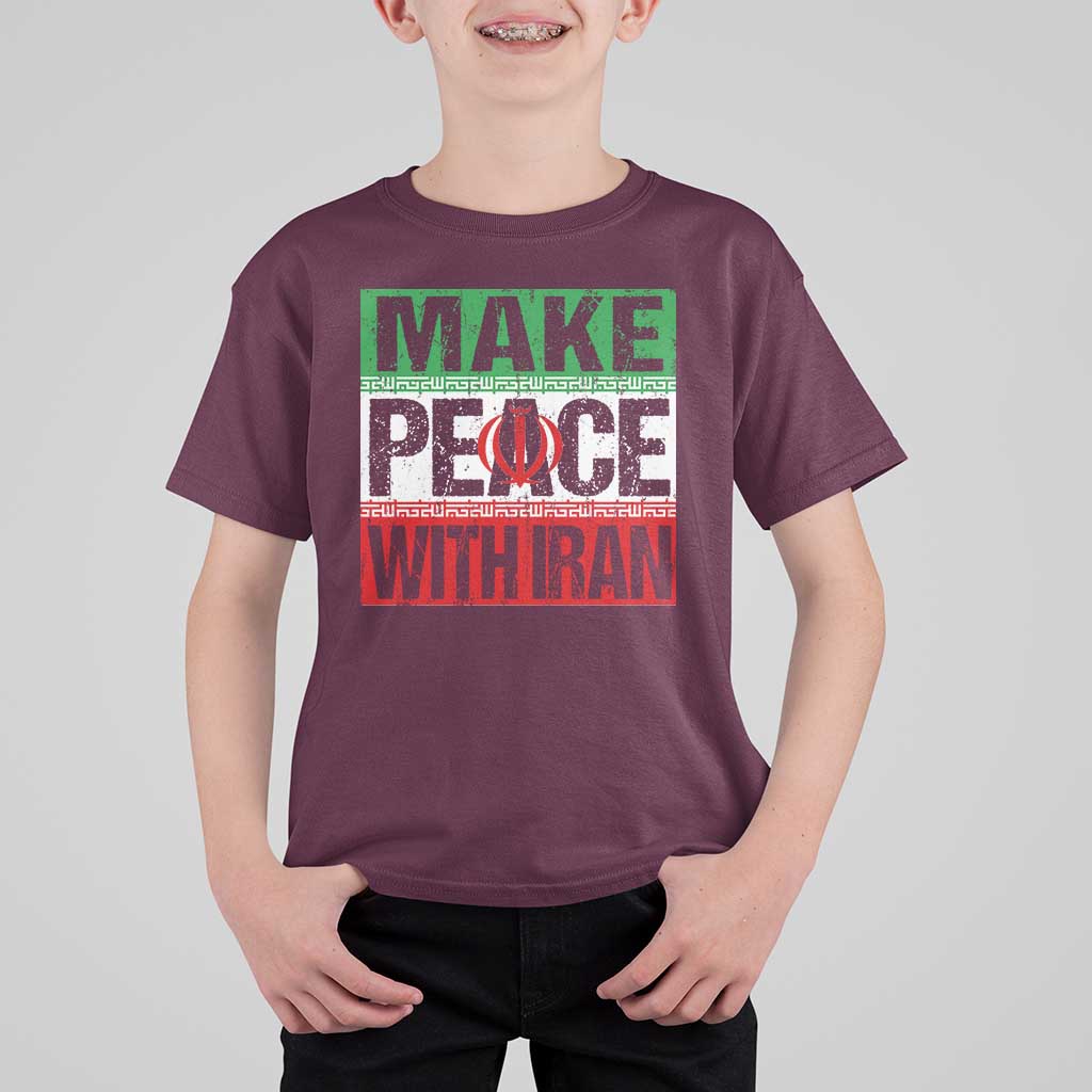 Make Peace With Iran T Shirt For Kid Peace Pacifist Stop War In Middle East