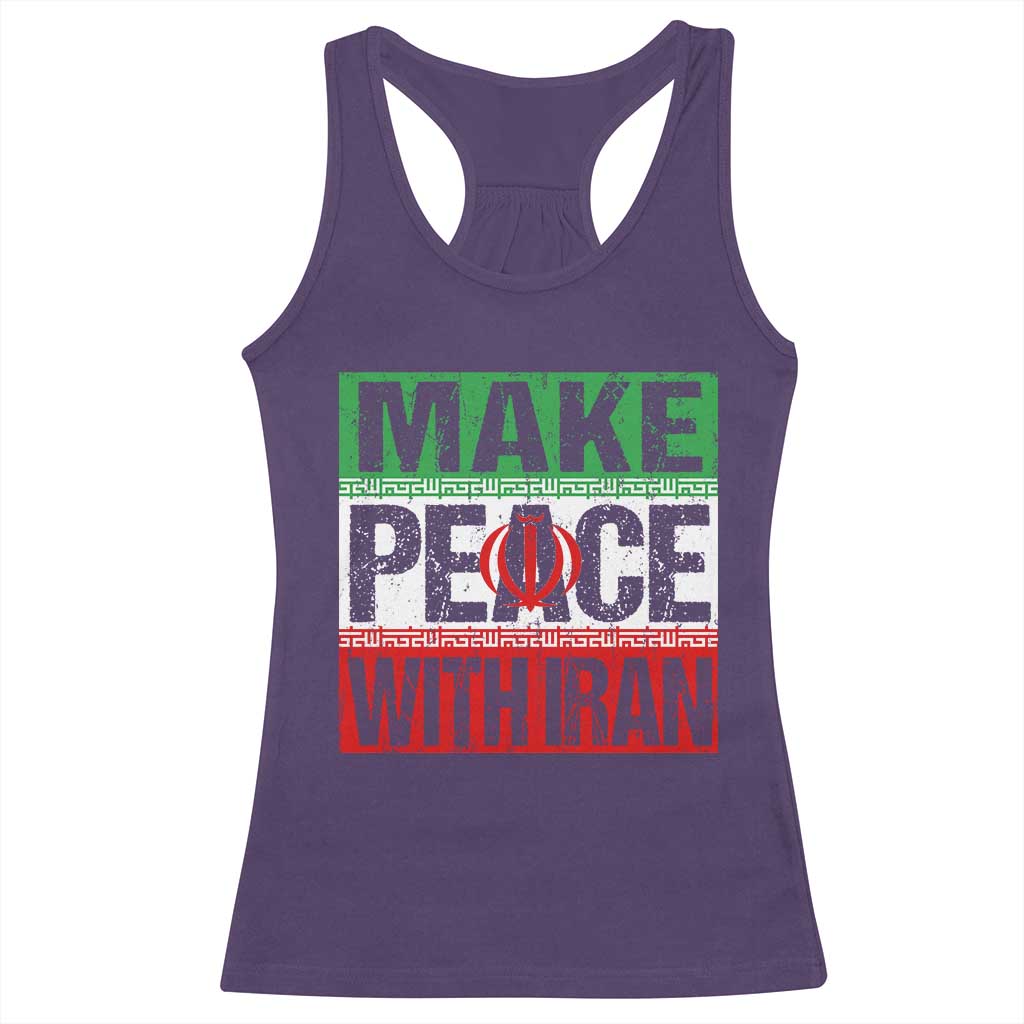 Make Peace With Iran Racerback Tank Top Peace Pacifist Stop War In Middle East
