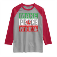Make Peace With Iran Raglan Shirt Peace Pacifist Stop War In Middle East