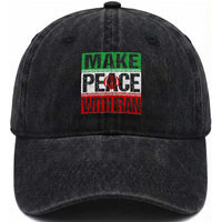 Make Peace With Iran Washed Cotton Baseball Cap Peace Pacifist Stop War In Middle East