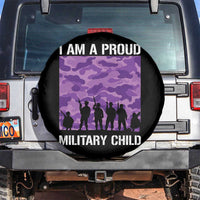 I Am A Proud Military Child Spare Tire Cover Military Child Month Purple Camouflage Flag