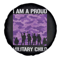 I Am A Proud Military Child Spare Tire Cover Military Child Month Purple Camouflage Flag