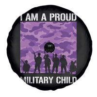 I Am A Proud Military Child Spare Tire Cover Military Child Month Purple Camouflage Flag