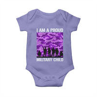 I Am A Proud Military Child Baby Onesie Military Child Month Purple Camouflage Flag