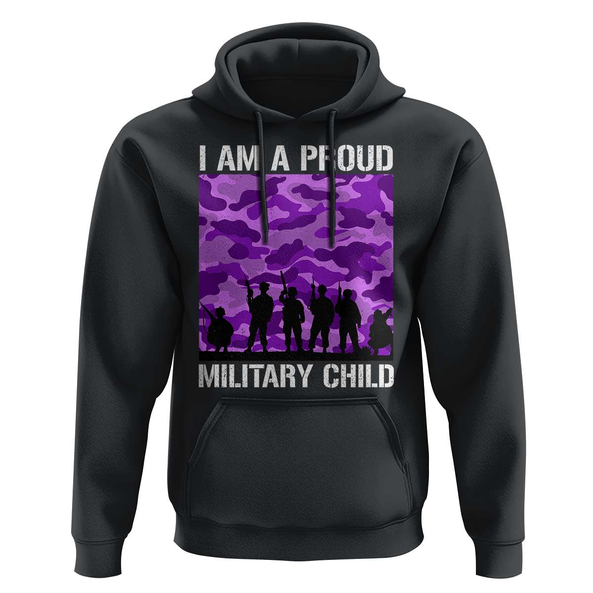 I Am A Proud Military Child Hoodie Military Child Month Purple Camouflage Flag