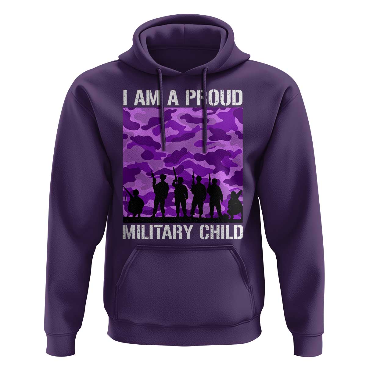 I Am A Proud Military Child Hoodie Military Child Month Purple Camouflage Flag