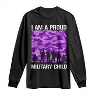I Am A Proud Military Child Long Sleeve Shirt Military Child Month Purple Camouflage Flag