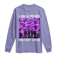 I Am A Proud Military Child Long Sleeve Shirt Military Child Month Purple Camouflage Flag