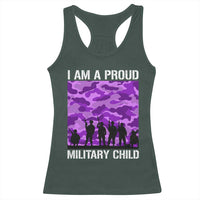 I Am A Proud Military Child Racerback Tank Top Military Child Month Purple Camouflage Flag
