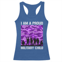 I Am A Proud Military Child Racerback Tank Top Military Child Month Purple Camouflage Flag