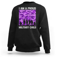 I Am A Proud Military Child Sweatshirt Military Child Month Purple Camouflage Flag