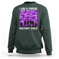 I Am A Proud Military Child Sweatshirt Military Child Month Purple Camouflage Flag