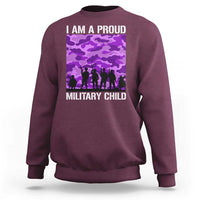 I Am A Proud Military Child Sweatshirt Military Child Month Purple Camouflage Flag