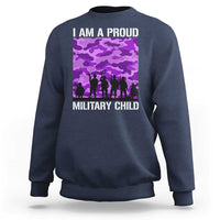 I Am A Proud Military Child Sweatshirt Military Child Month Purple Camouflage Flag