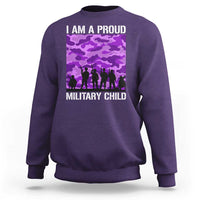 I Am A Proud Military Child Sweatshirt Military Child Month Purple Camouflage Flag