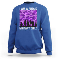 I Am A Proud Military Child Sweatshirt Military Child Month Purple Camouflage Flag