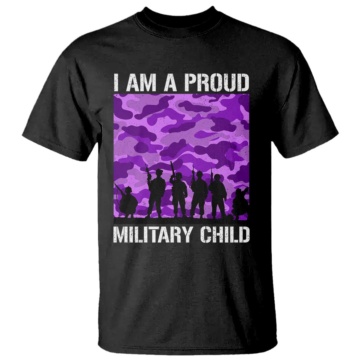 I Am A Proud Military Child T Shirt Military Child Month Purple Camouflage Flag