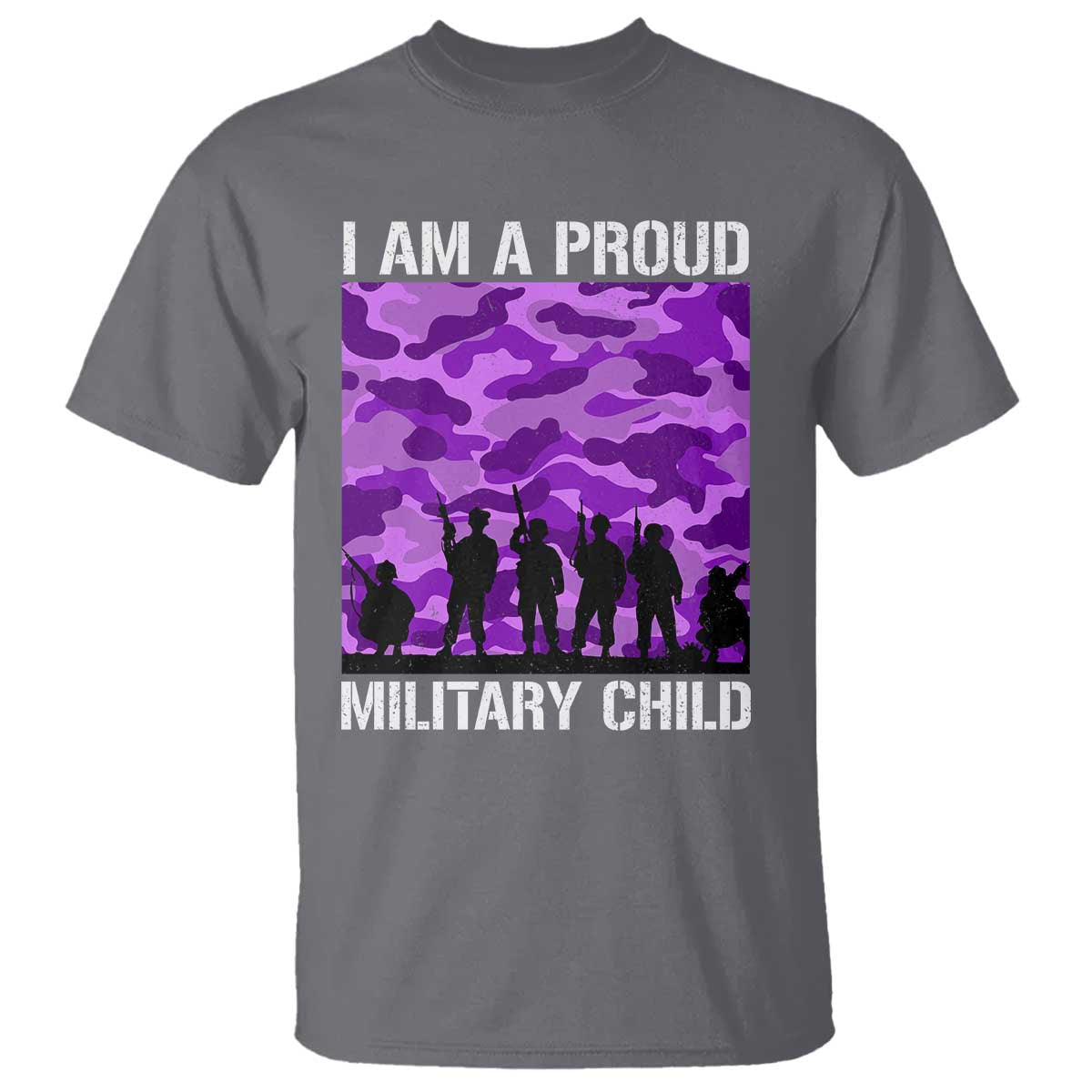 I Am A Proud Military Child T Shirt Military Child Month Purple Camouflage Flag