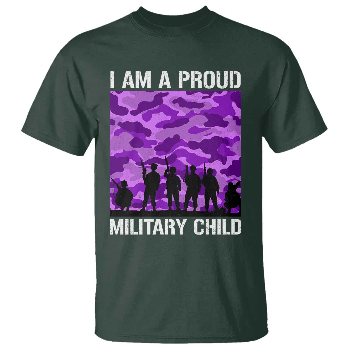 I Am A Proud Military Child T Shirt Military Child Month Purple Camouflage Flag