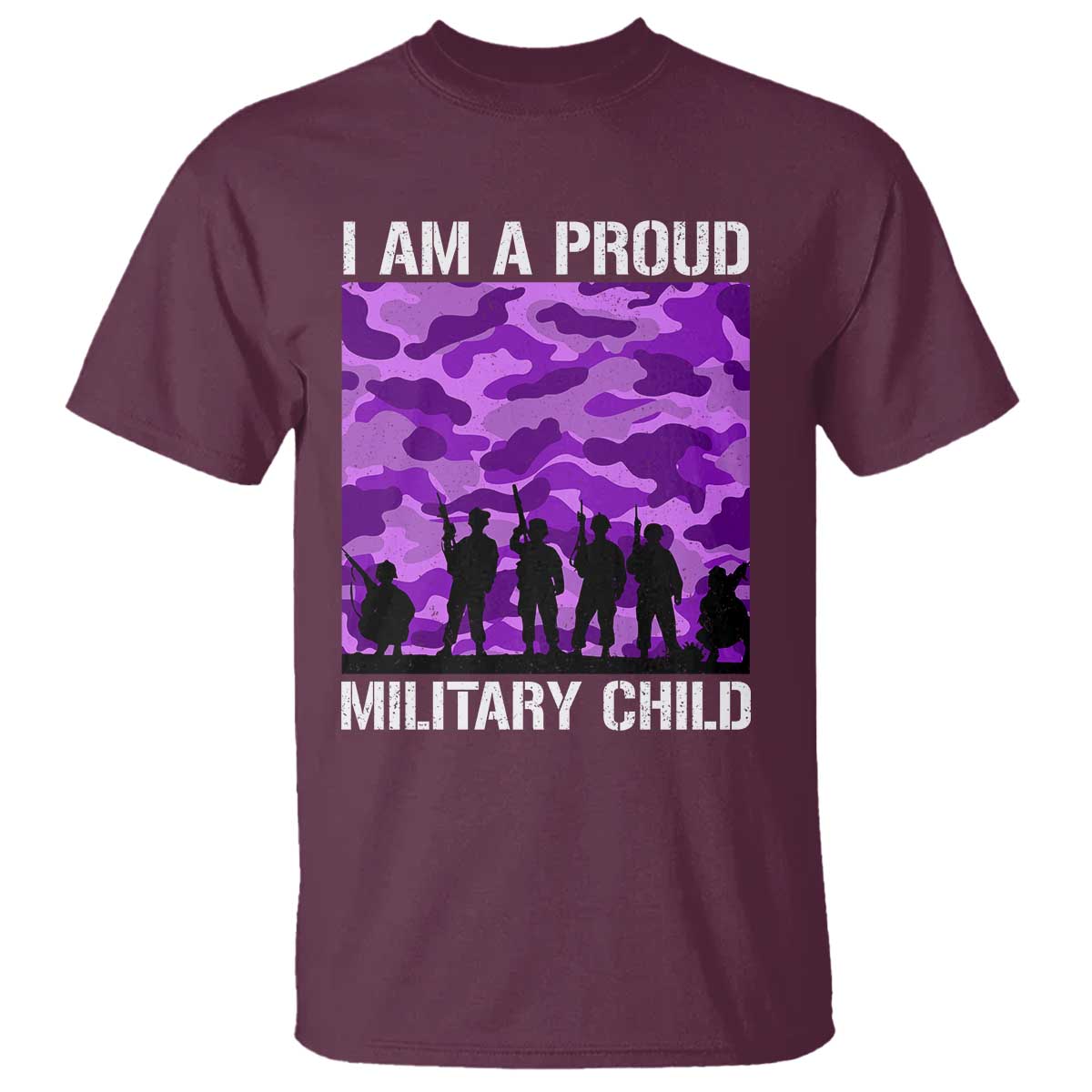 I Am A Proud Military Child T Shirt Military Child Month Purple Camouflage Flag