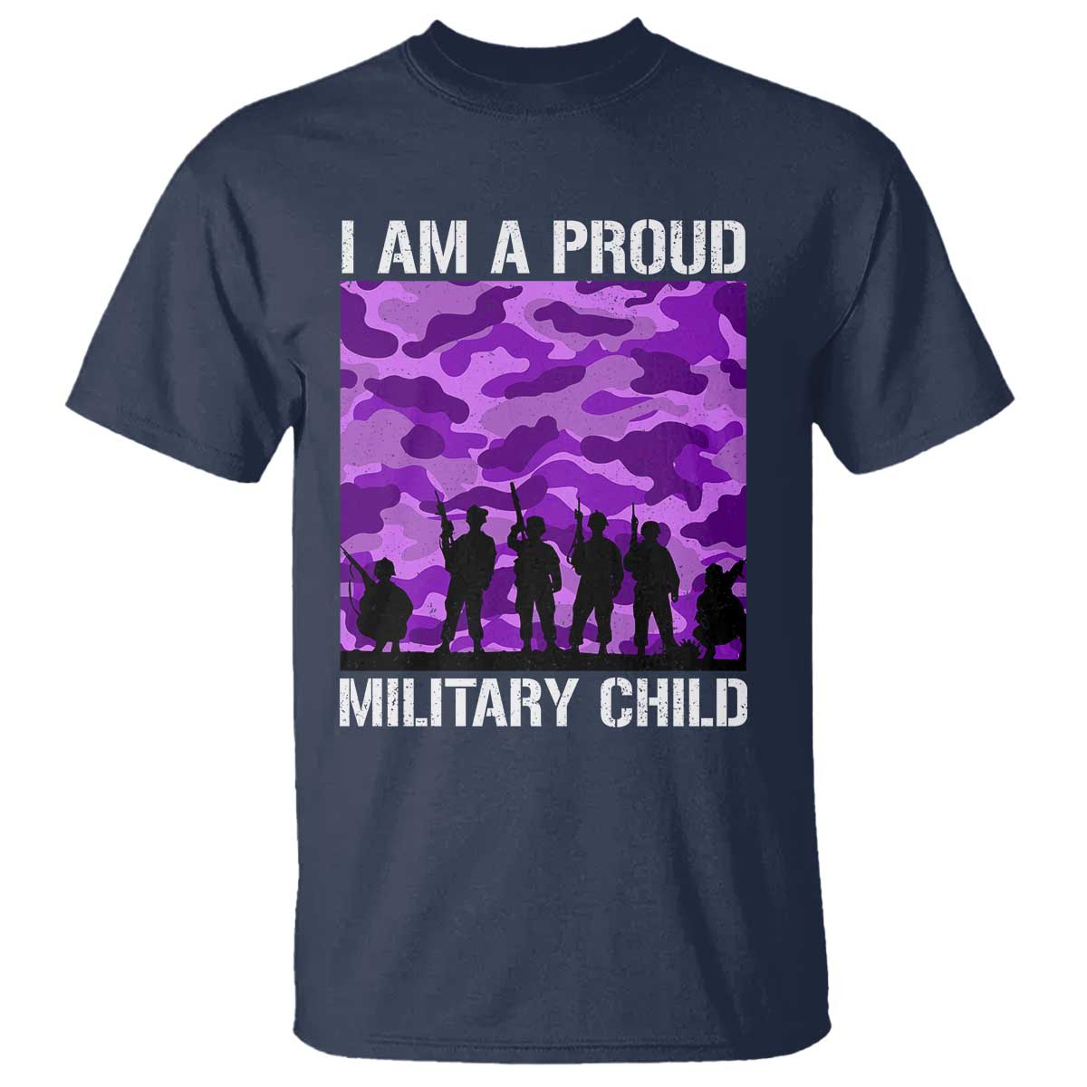 I Am A Proud Military Child T Shirt Military Child Month Purple Camouflage Flag
