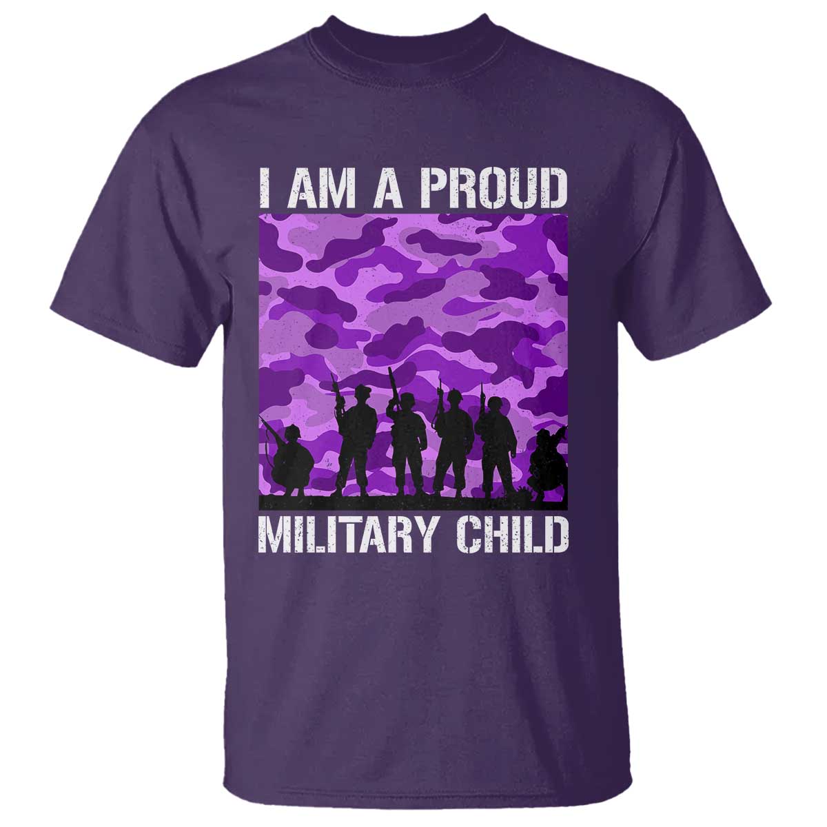 I Am A Proud Military Child T Shirt Military Child Month Purple Camouflage Flag