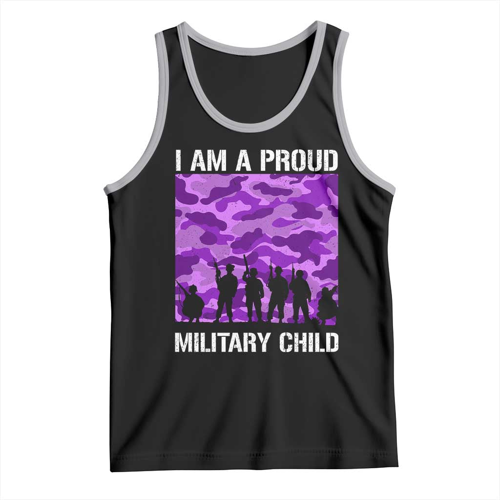 I Am A Proud Military Child Tank Top Military Child Month Purple Camouflage Flag