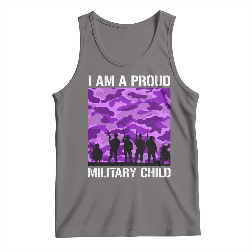 I Am A Proud Military Child Tank Top Military Child Month Purple Camouflage Flag