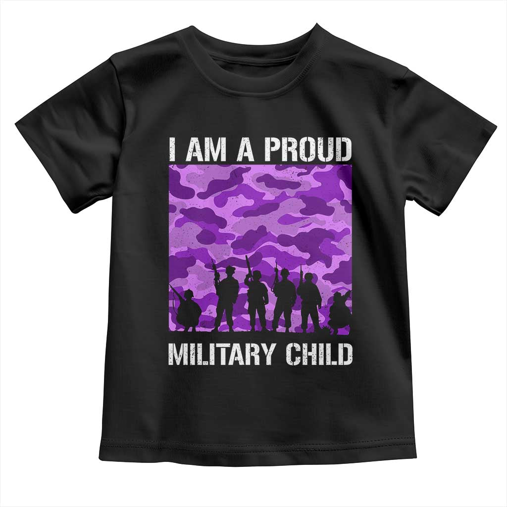 I Am A Proud Military Child Toddler T Shirt Military Child Month Purple Camouflage Flag