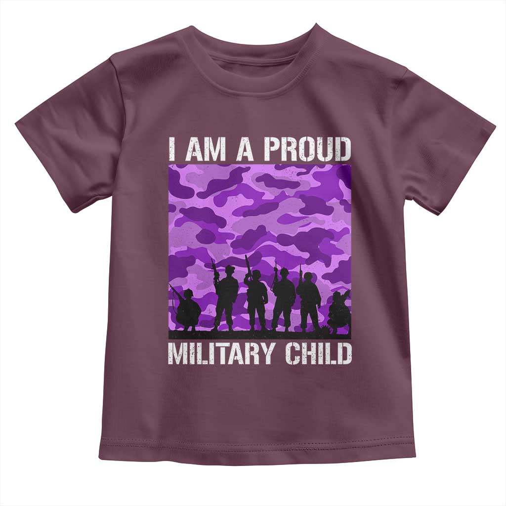 I Am A Proud Military Child Toddler T Shirt Military Child Month Purple Camouflage Flag